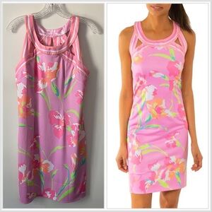 Gretchen Scott Isoceles Dress Floral Pink Sleeveless Knee Length Stretch M